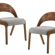 Runyon Modern Walnut & Grey Fabric Dining Chair (Set of 2) - image 4