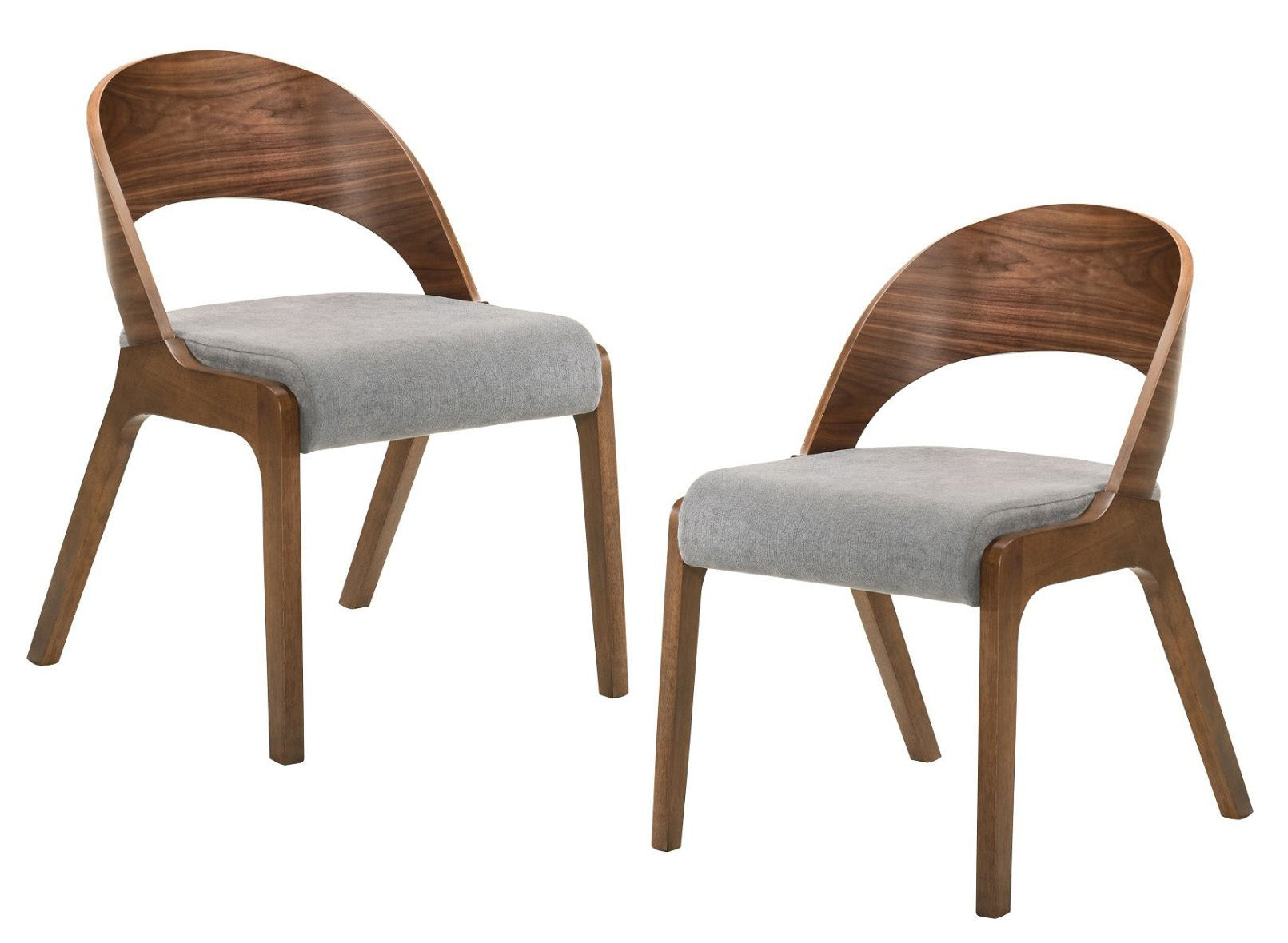 Runyon Modern Walnut & Grey Fabric Dining Chair (Set of 2) - image 4