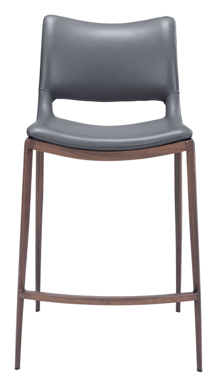Ace Counter Stool (Set of 2) Dark Gray & Walnut
