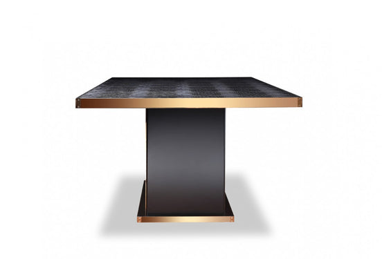 Talin Modern Black Crocodile & Rosegold Dining Table - image 2