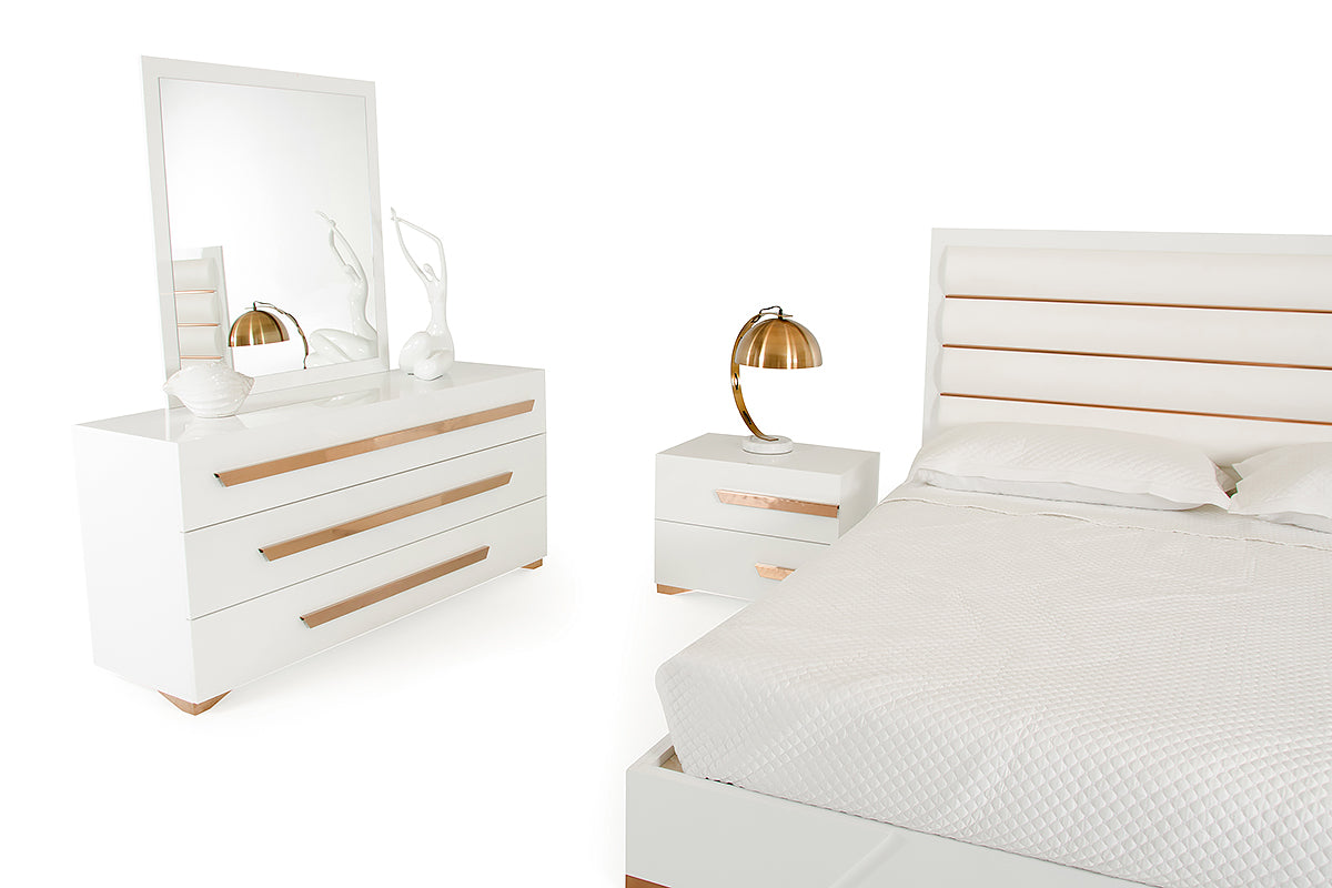 Juliet Italian Modern White & Rosegold Mirror - image 2