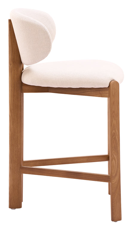 Rosetta Counter Stool (Set of 2) Beige & Walnut