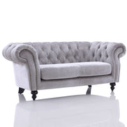 Alexandrina Grey Tufted Velvet Loveseat - image 2