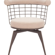 Saku Swivel Dining Chair Beige & Brown