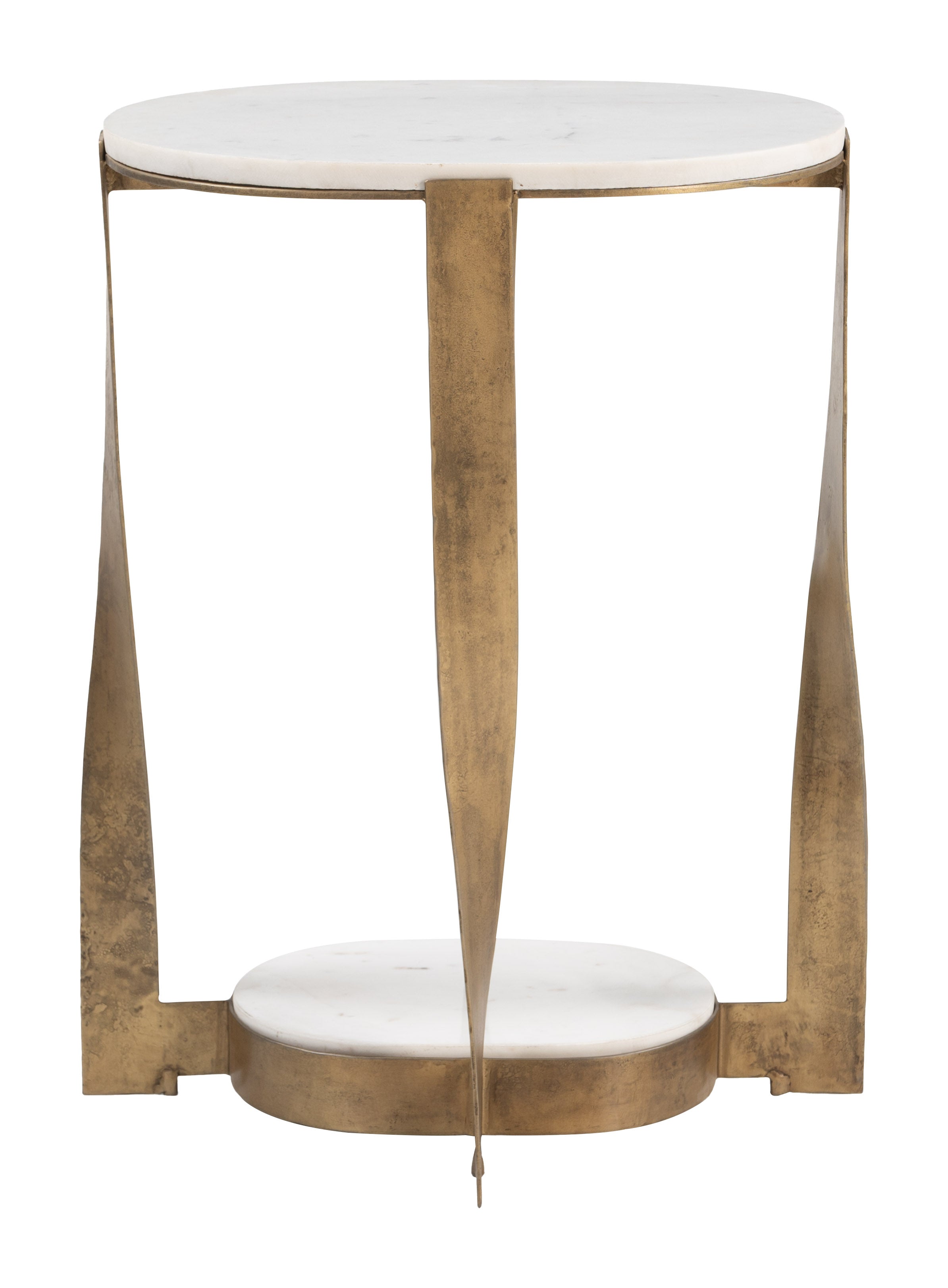 Orion Accent Table White & Brass
