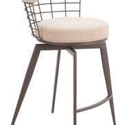 Saku Swivel Counter Stool Beige & Brown
