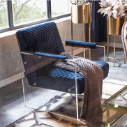 Edmond Modern Blue Velvet & Acrylic Lounge Chair