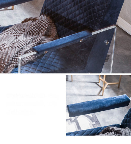 Edmond Modern Blue Velvet & Acrylic Lounge Chair - image 5