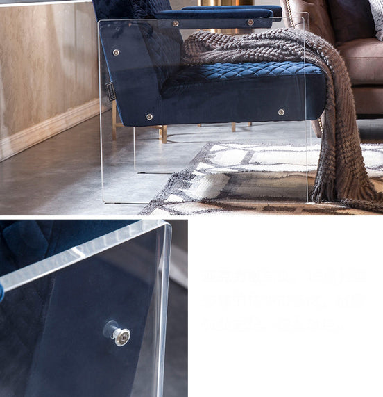 Edmond Modern Blue Velvet & Acrylic Lounge Chair - image 2