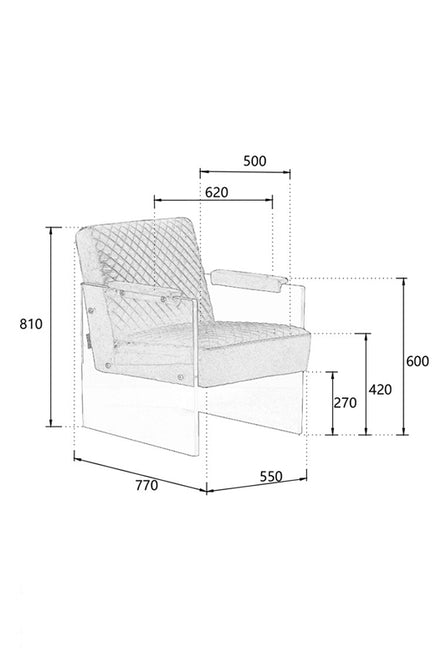 Edmond Modern Blue Velvet & Acrylic Lounge Chair - image 3