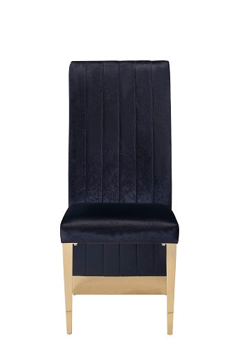 Keisha - Modern Black Velvet and Gold Dining Chair Set of 2 - image 2