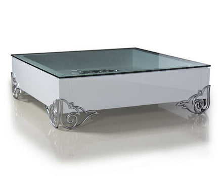 LS538 Emma Modern White Coffee Table w/ Glass Top - image 5