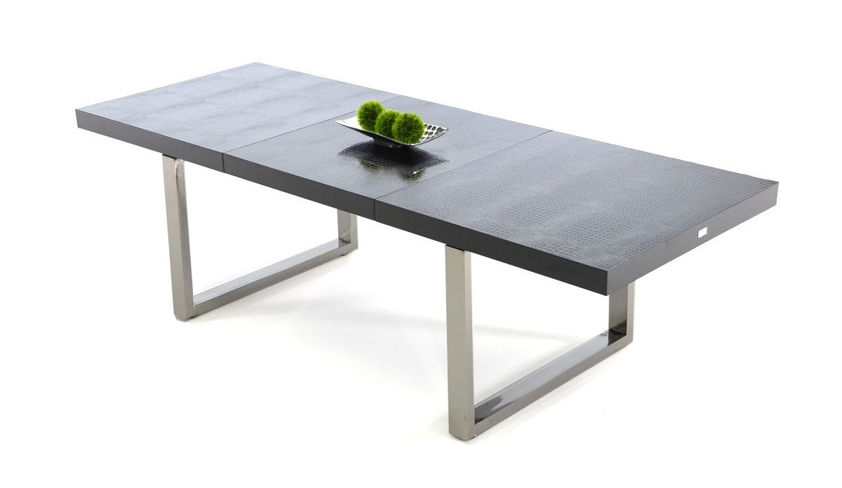 Skyline Modern Black Crocodile Lacquer Extendable Dining Table - image 3