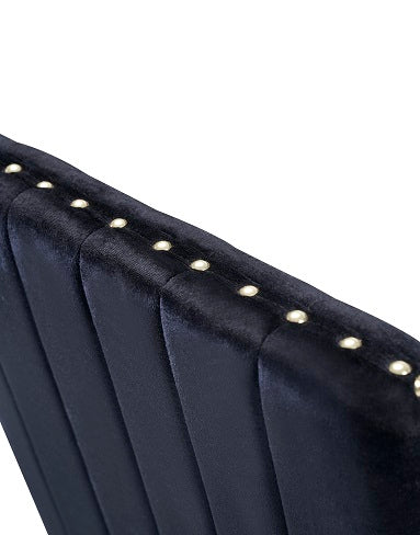 Keisha - Modern Black Velvet and Gold Dining Chair Set of 2 - image 3