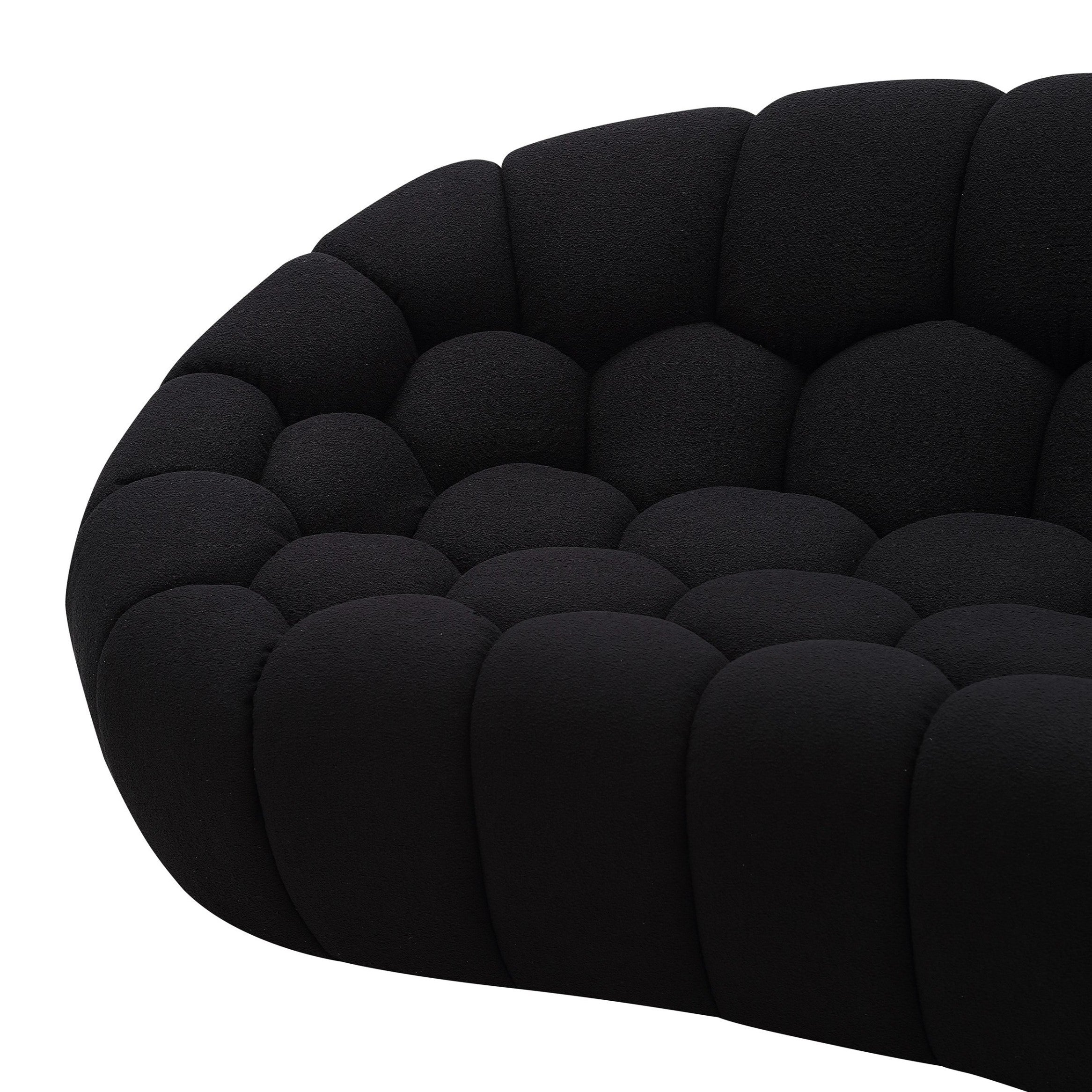 Yolonda - Modern Curved Black Fabric Sofa - image 3