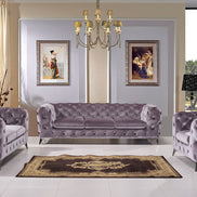 Delilah Modern Grey Fabric Sofa Set - image 2