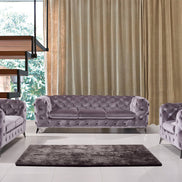 Delilah Modern Grey Fabric Sofa Set - image 3