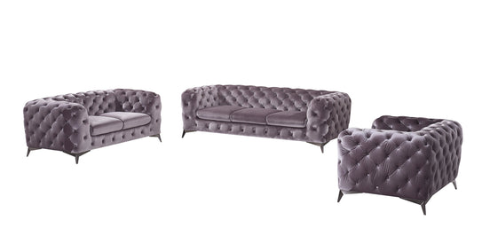Delilah Modern Grey Fabric Sofa Set