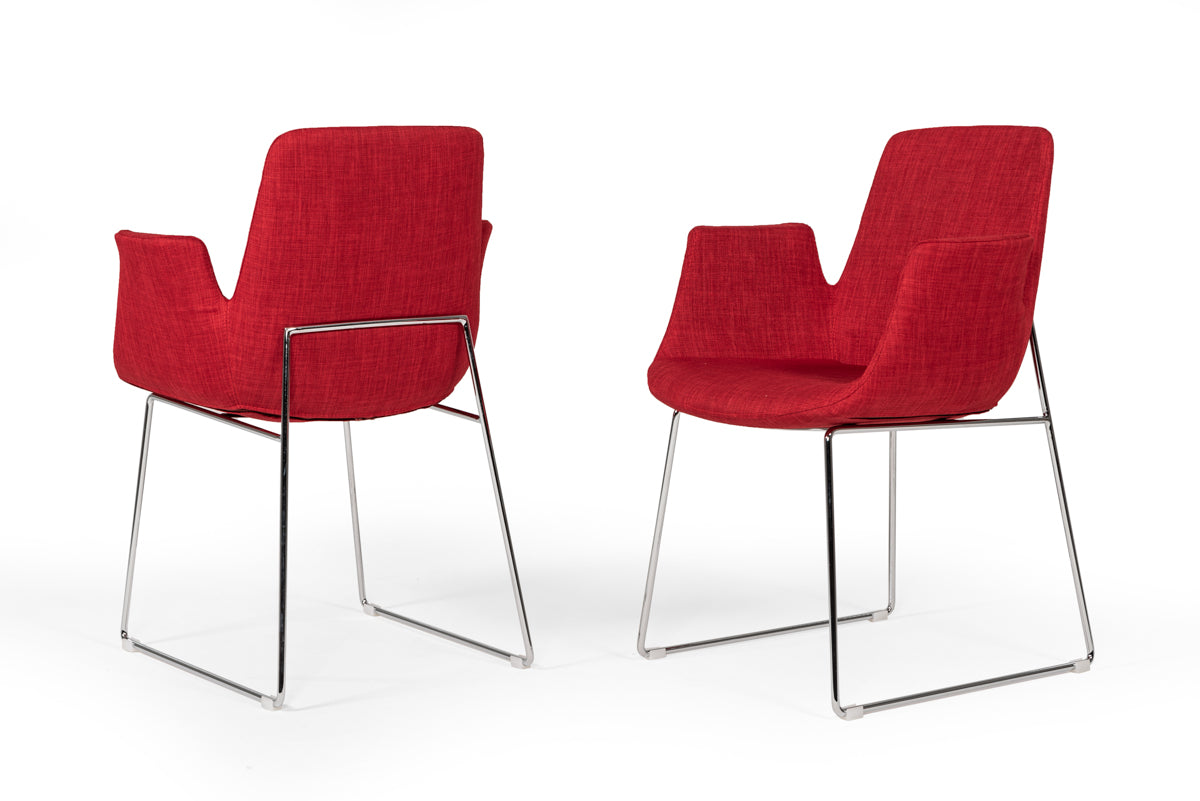 Altair Mid-Century Red Fabric Dining Chair - image 2