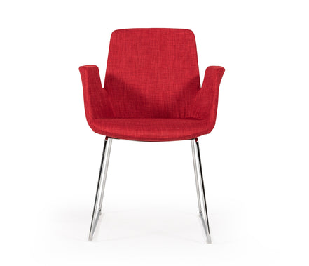 Altair Mid-Century Red Fabric Dining Chair - image 3