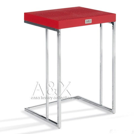 Amelia - Modern Red Crocodile Lacquer End Table Set