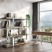 Brewer - Modern Walnut Glass & Stainless Steel Bookshelf - image 2