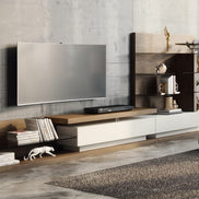 Jefferson Mid-Century Walnut and White High Gloss Entertainment Center - image 2