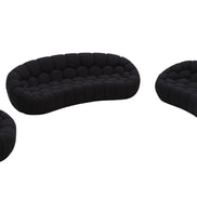 Yolonda - Modern Curved Black Fabric Sofa Set - image 3