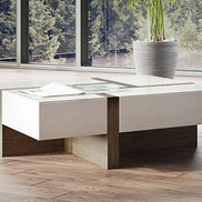 Makai Modern White & Walnut Square Coffee Table - image 4