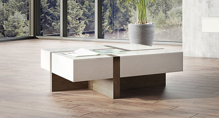 Makai Modern White & Walnut Square Coffee Table - image 4