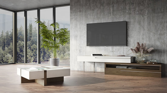 Makai Modern White & Walnut Square Coffee Table - image 2