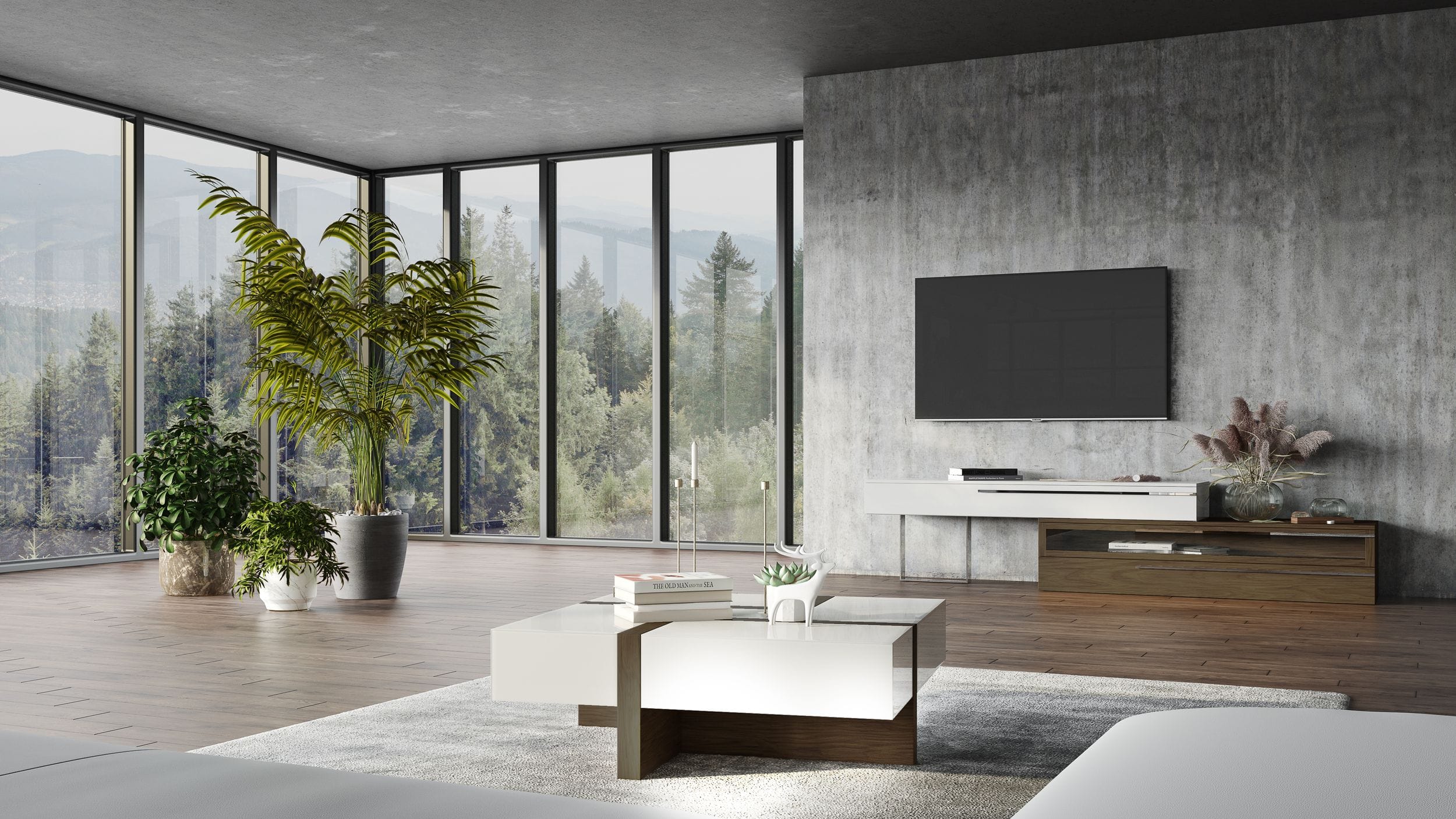 Makai Modern White & Walnut Square Coffee Table - image 3
