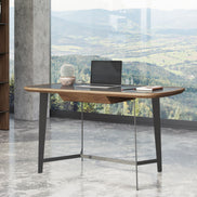 Girard - Modern Walnut & Black Glass Desk - image 5