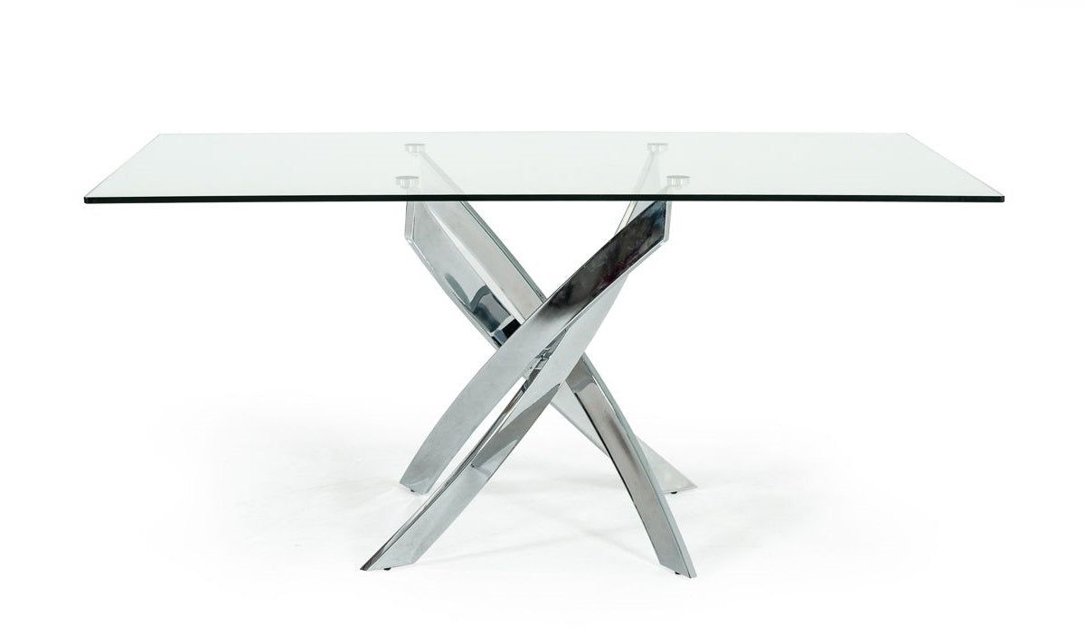 Pyrite Modern Rectangular Glass Dining Table - image 4
