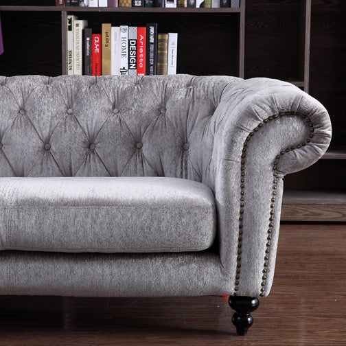 Alexandrina Grey Tufted Velvet Sofa - image 4