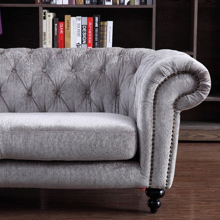 Alexandrina Grey Tufted Velvet Sofa - image 4