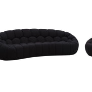 Yolonda - Modern Curved Black Fabric Sofa Set