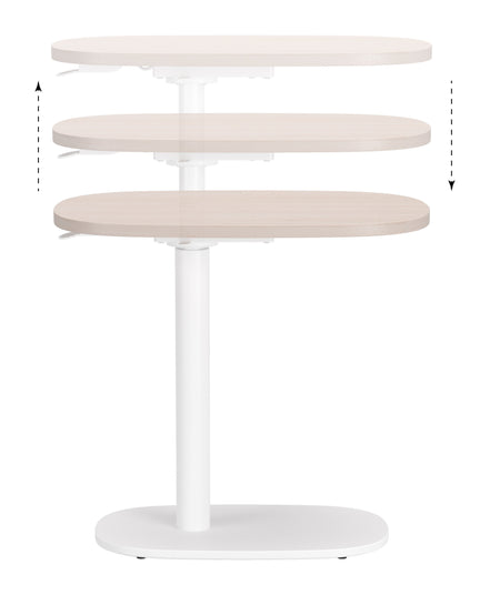 Buddy Adjustable Rotating Side Table Natural & White