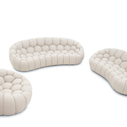 Yolonda - Modern Curved Beige Fabric Loveseat - image 2