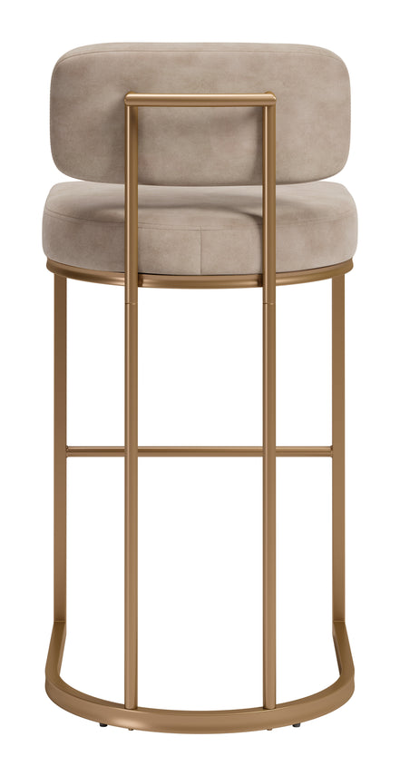 Velar Barstool (Set of 2) Beige & Bronze