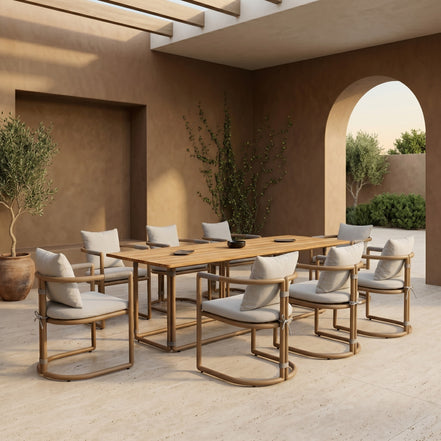 Malta - Outdoor Light Grey + Teak Dining Set - image 4