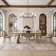Pangea - Mid-Century Modern Glass + Buckwheat Ash Rectangular Dining Table - image 5