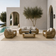 Sandra - Outdoor Beige + Wicker Sofa Set - image 5