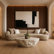 Trevor - Modern Tan Fabric Curved Mini Sectional Sofa - image 5