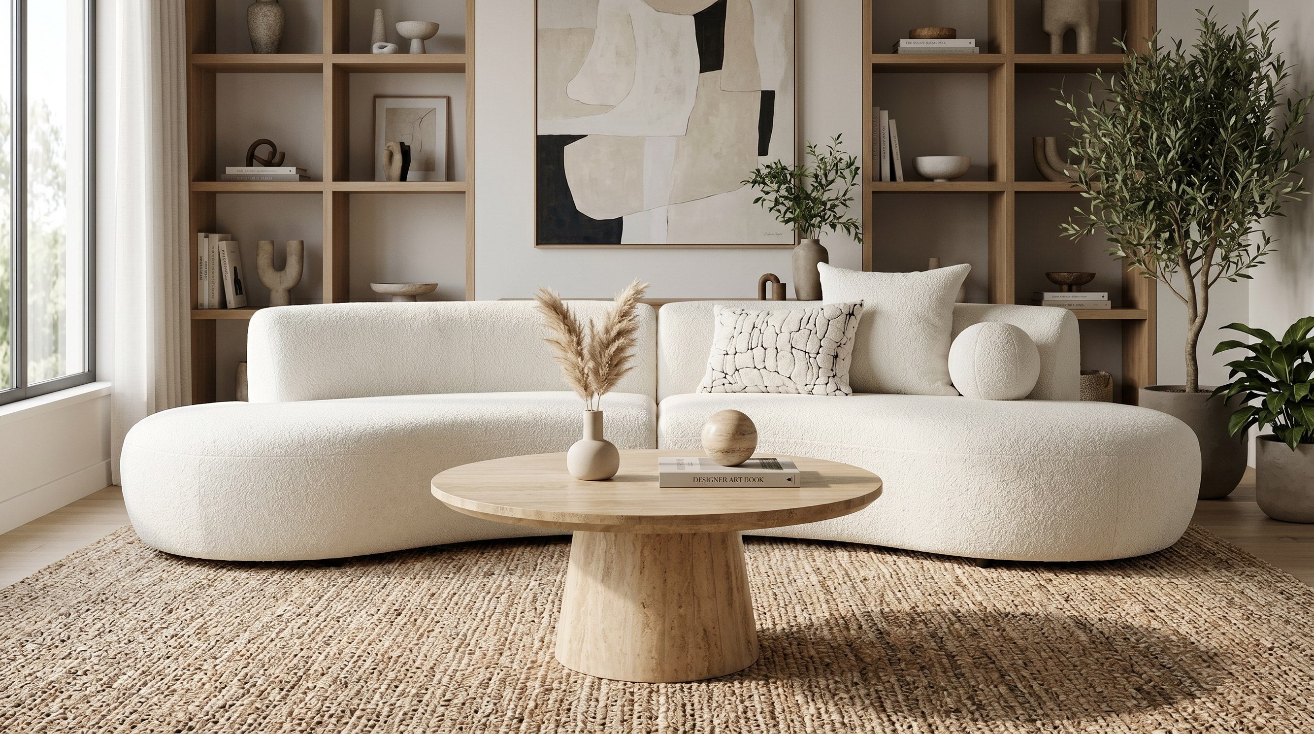 Velma - Modern Travertine Marble Coffee Table - image 4