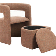 Atria Accent Chair & Ottoman Tawny Brown