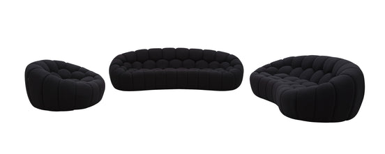Yolonda - Modern Curved Black Fabric Sofa Set - image 2