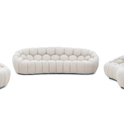Yolonda - Modern Curved Beige Fabric Chair