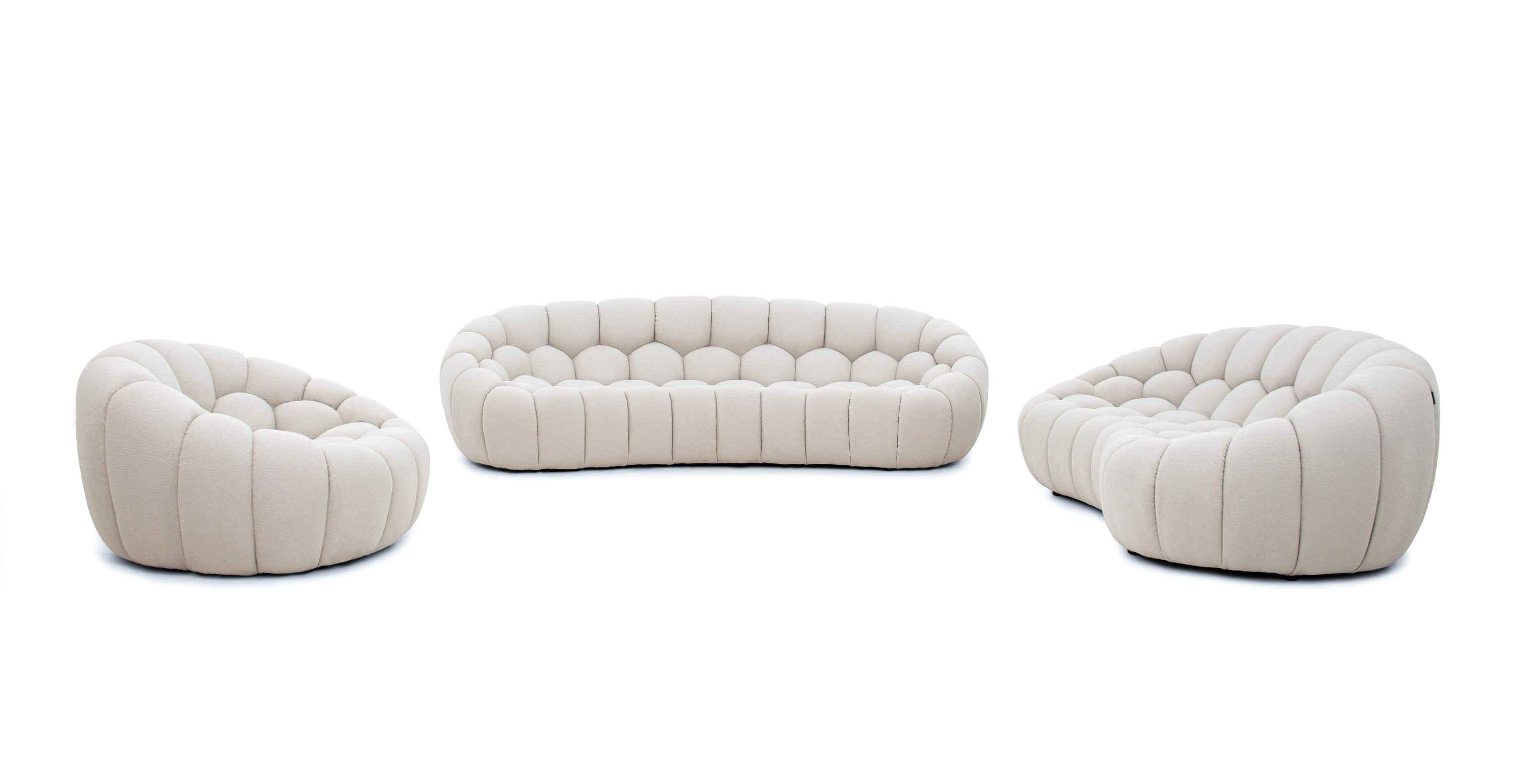 Yolonda - Modern Curved Beige Fabric Chair