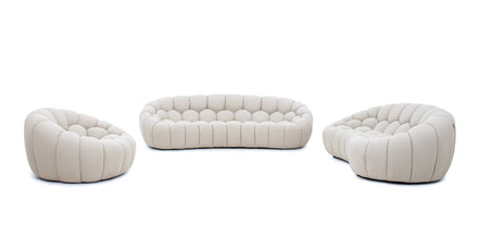 Yolonda - Modern Curved Beige Fabric Chair